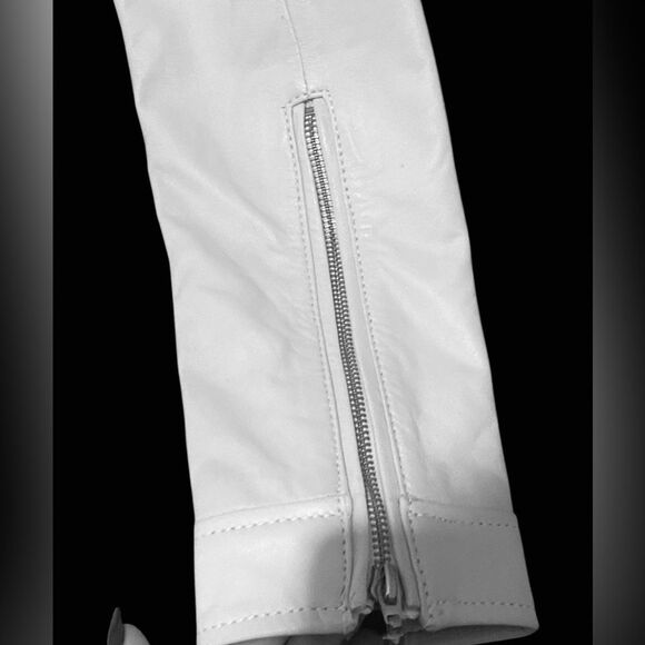 Affliction | Women’s Affliction White Leather jacket studded crop jacket NWT XL - Picture 10 of 13